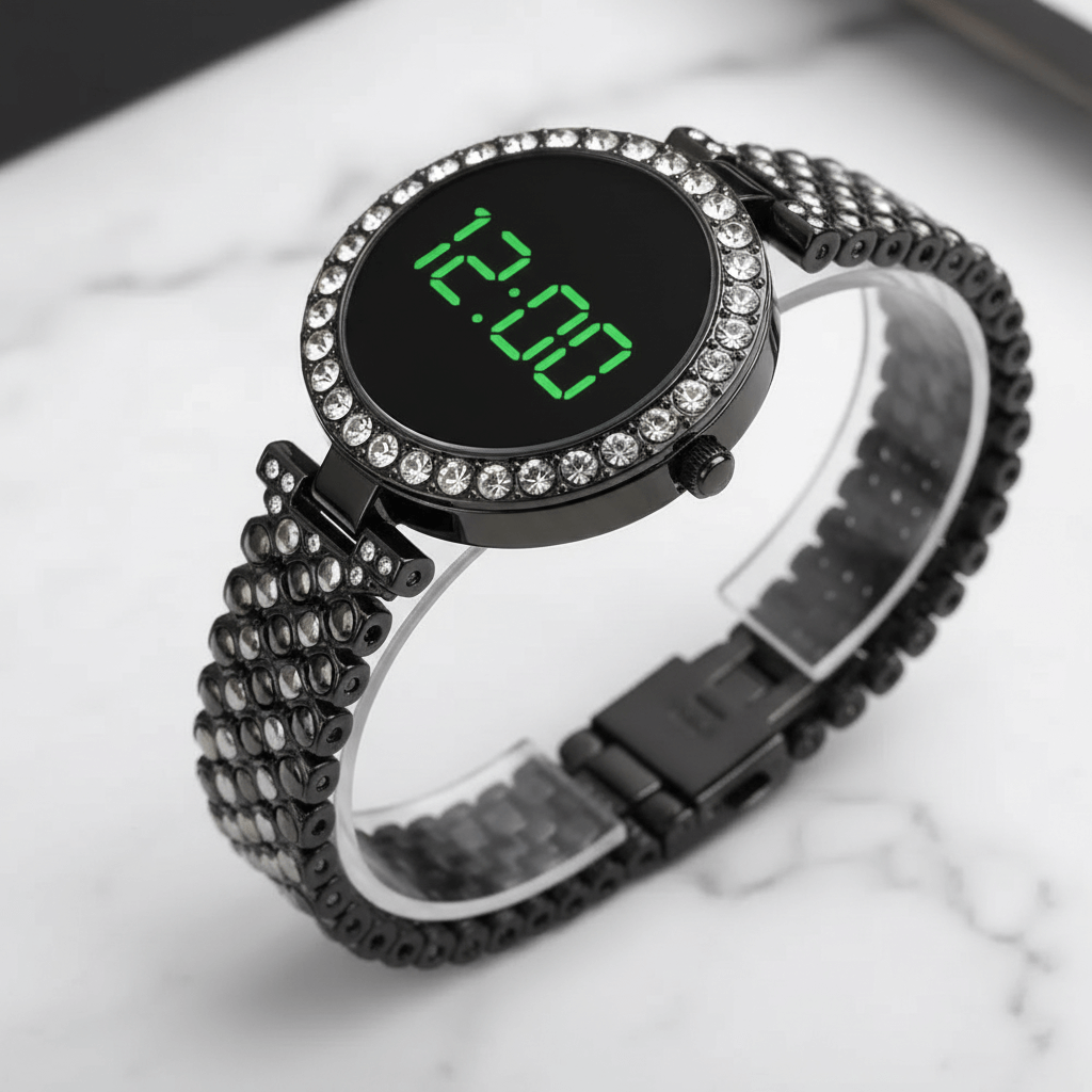 Ladies Round Dial Digital Watch